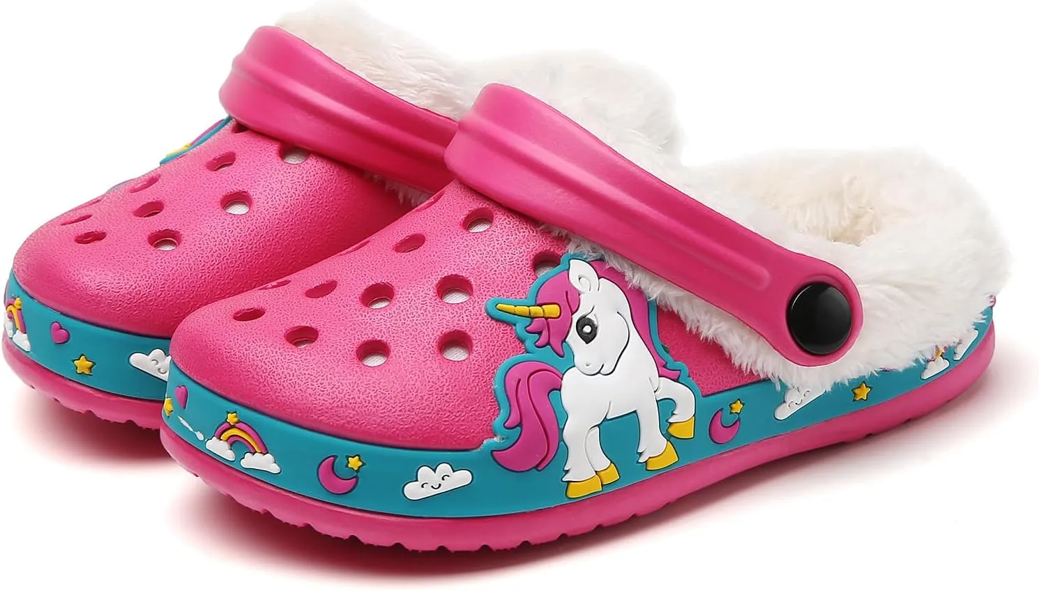 Little Kids Lined Clogs Boys Garden Slippers Kids Plush Warm Slippers Girls Fuzzy Plush Lined Home Bedroom Slippers