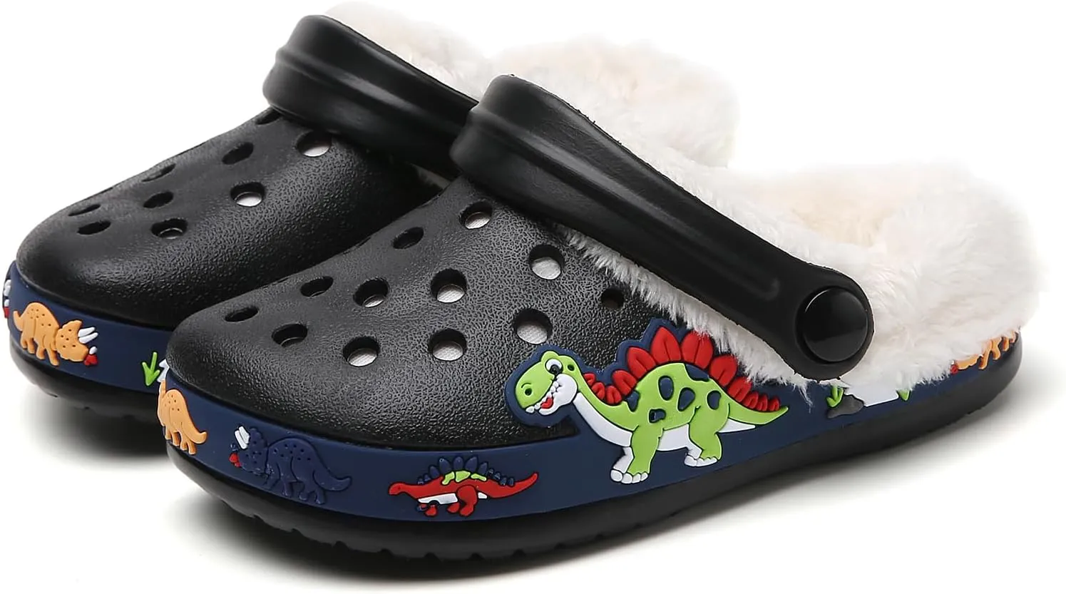 Little Kids Lined Clogs Boys Garden Slippers Kids Plush Warm Slippers Girls Fuzzy Plush Lined Home Bedroom Slippers