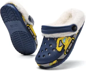 Little Kids Lined Clogs Boys Garden Slippers Kids Plush Warm Slippers Girls Fuzzy Plush Lined Home Bedroom Slippers