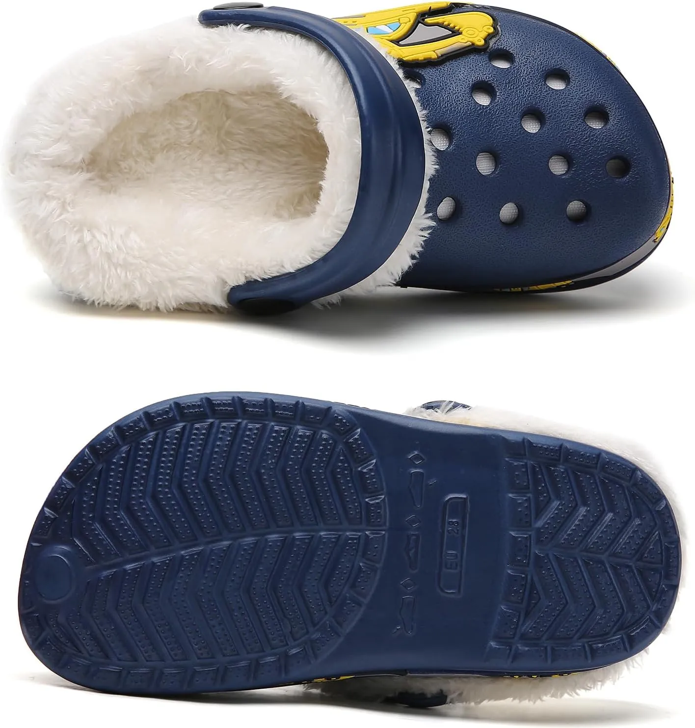 Little Kids Lined Clogs Boys Garden Slippers Kids Plush Warm Slippers Girls Fuzzy Plush Lined Home Bedroom Slippers