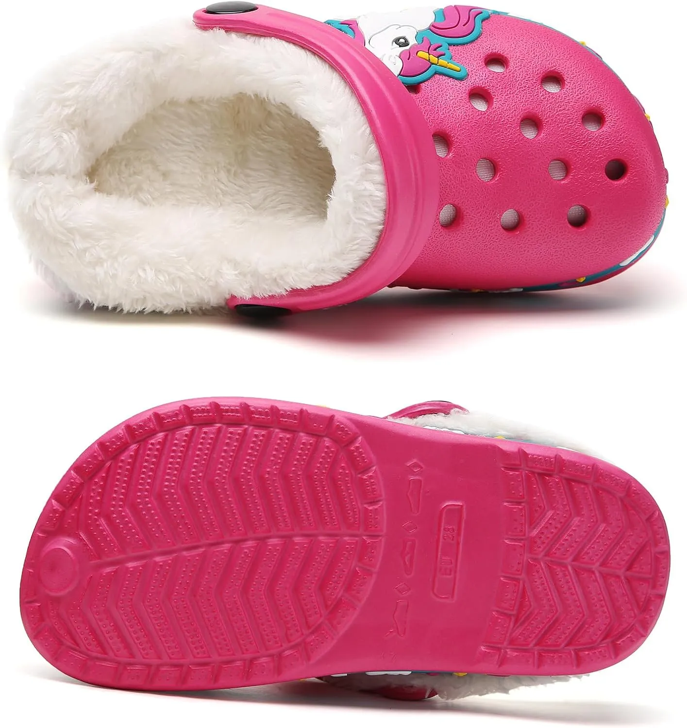 Little Kids Lined Clogs Boys Garden Slippers Kids Plush Warm Slippers Girls Fuzzy Plush Lined Home Bedroom Slippers