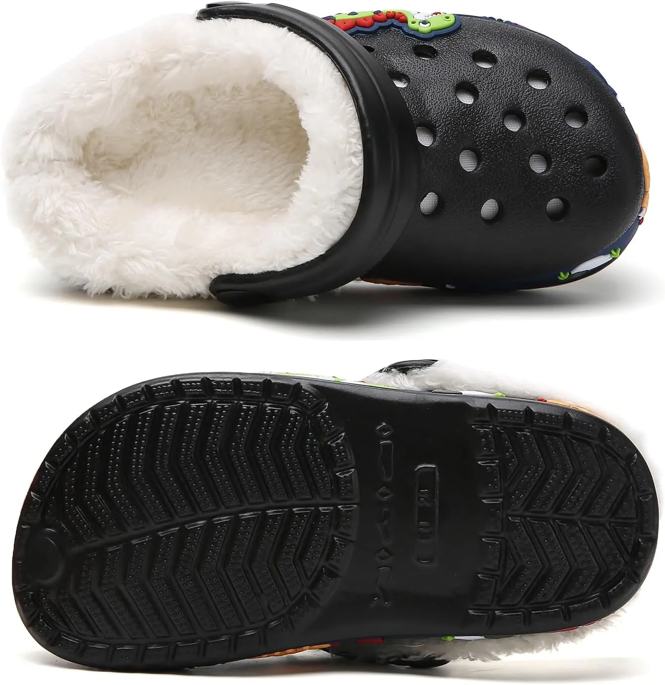 Little Kids Lined Clogs Boys Garden Slippers Kids Plush Warm Slippers Girls Fuzzy Plush Lined Home Bedroom Slippers