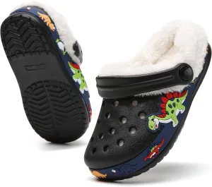 Little Kids Lined Clogs Boys Garden Slippers Kids Plush Warm Slippers Girls Fuzzy Plush Lined Home Bedroom Slippers