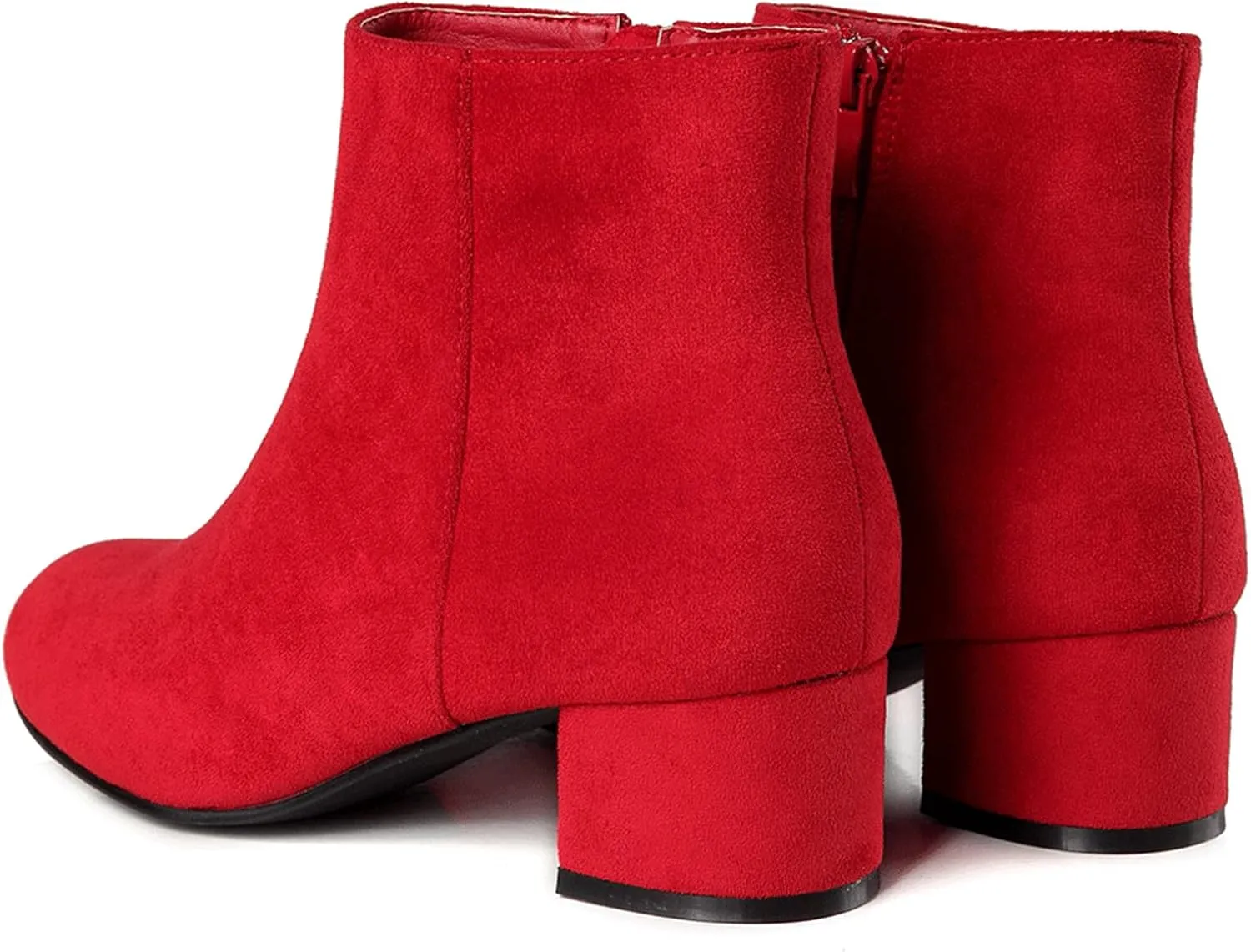 LIURUIJIA Women's Suede Ankle Boots Low Heel Leather Booties Side Zippers Round Toe Short Boots