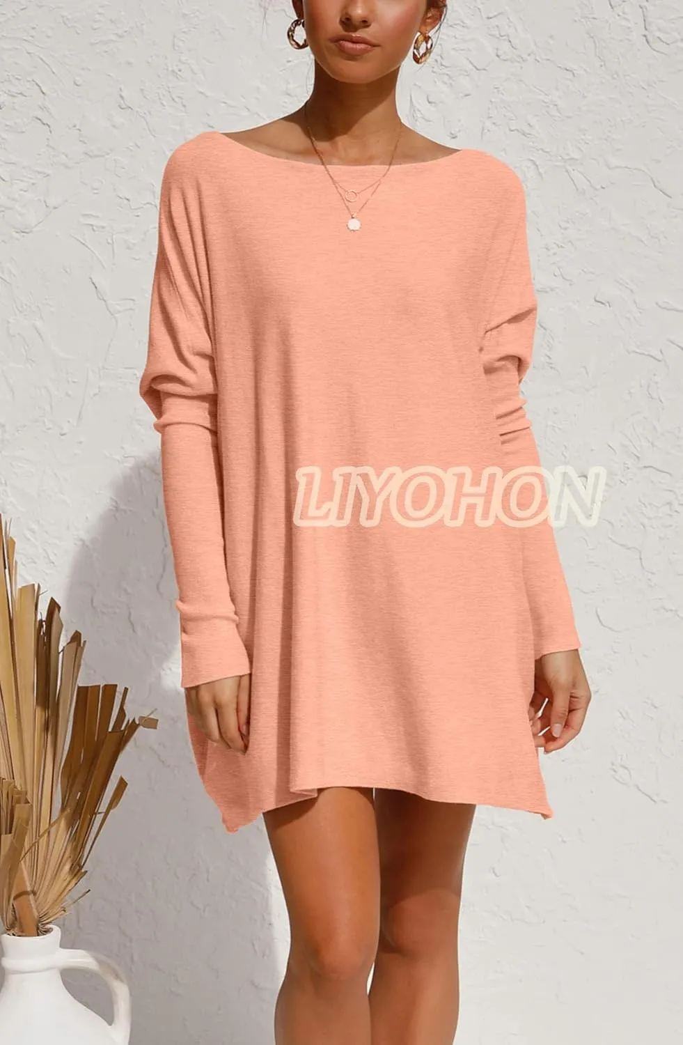LIYOHON Oversized T Shirts for Women Tunic Tops to Wear with Leggings Long Sleeve Fall Sweaters Dressy Tops