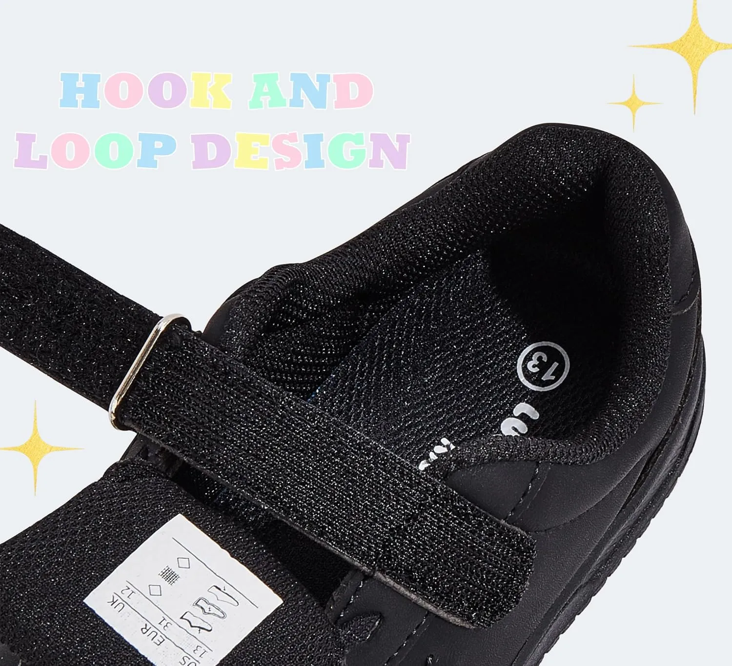 LUCKY STEP Kid's Glitter Walking Shoes Shiny Sparkly Sequins Fashion Sneakers Hook and Loop Athletic Unisex-Child Casual Running for Children/Boys/Girls