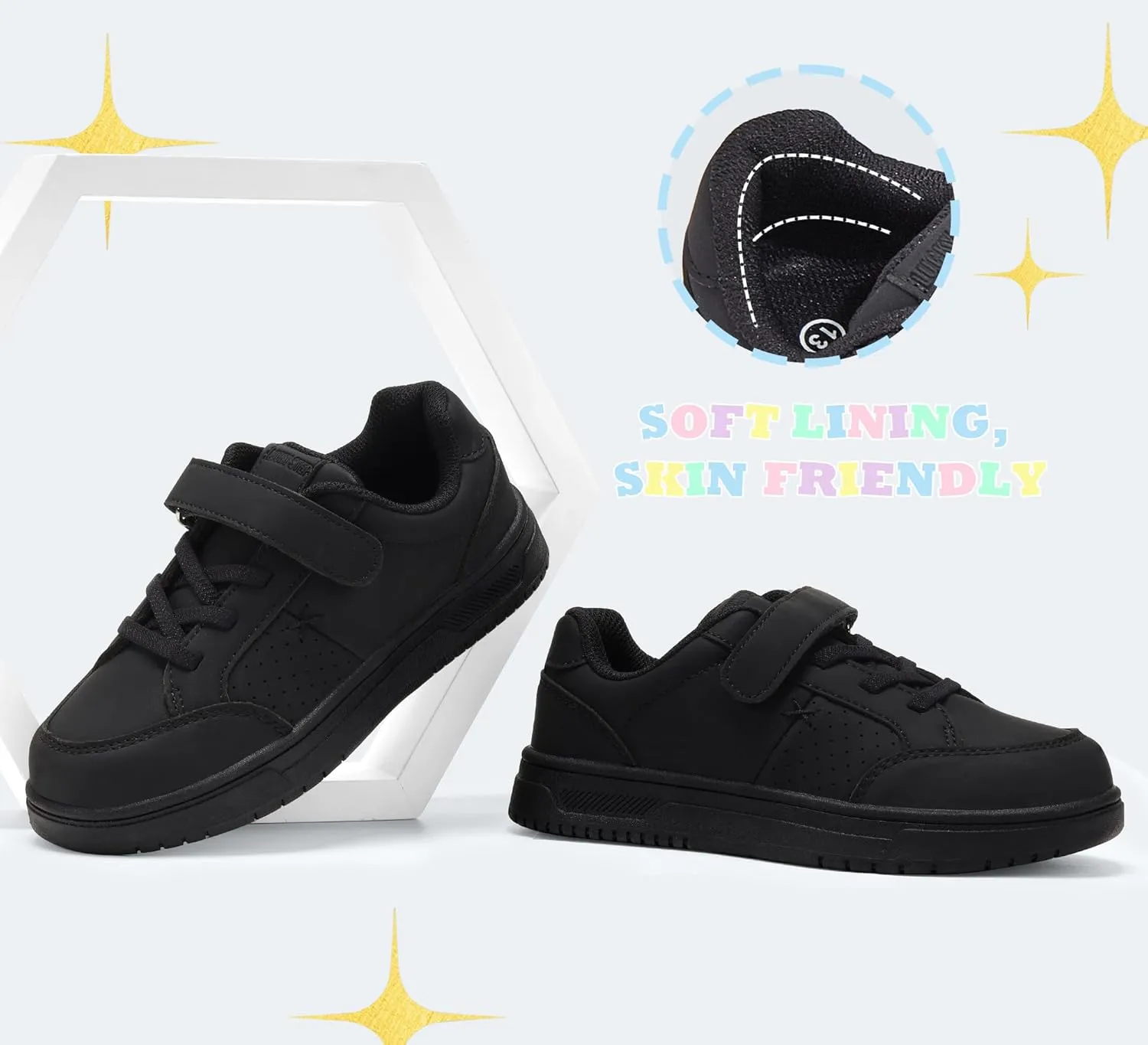 LUCKY STEP Kid's Glitter Walking Shoes Shiny Sparkly Sequins Fashion Sneakers Hook and Loop Athletic Unisex-Child Casual Running for Children/Boys/Girls