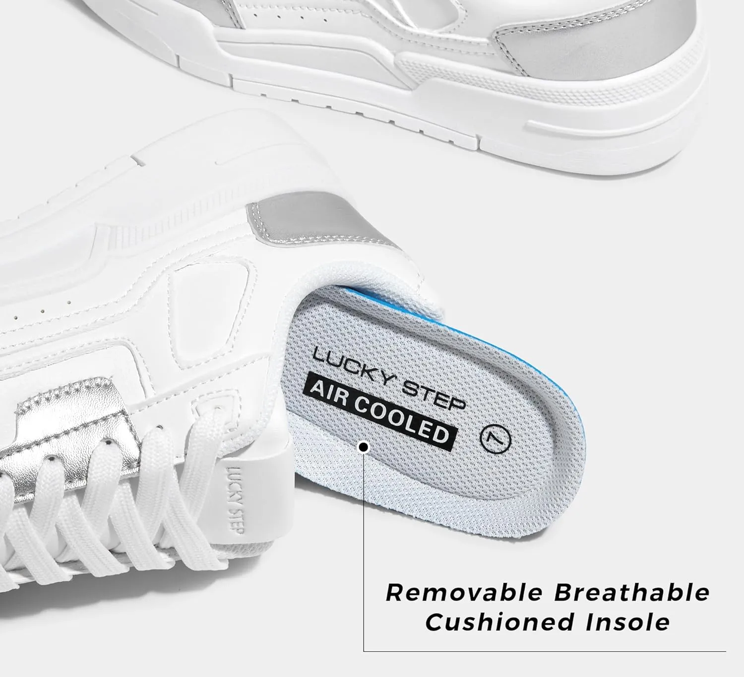 LUCKY STEP Women's Lace Up Fashion Casual Sneakers Low Top Walking Shoes Platform Comfort Non Slip Tennis Shoes