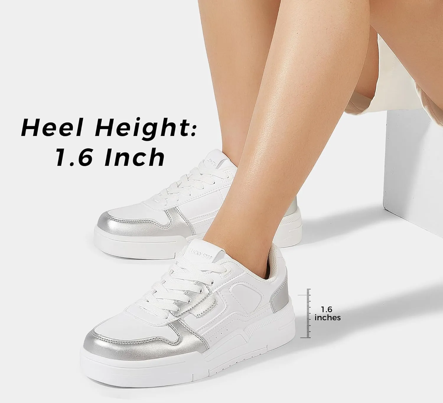 LUCKY STEP Women's Lace Up Fashion Casual Sneakers Low Top Walking Shoes Platform Comfort Non Slip Tennis Shoes