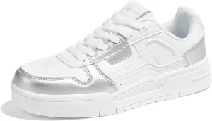 LUCKY STEP Women's Lace Up Fashion Casual Sneakers Low Top Walking Shoes Platform Comfort Non Slip Tennis Shoes