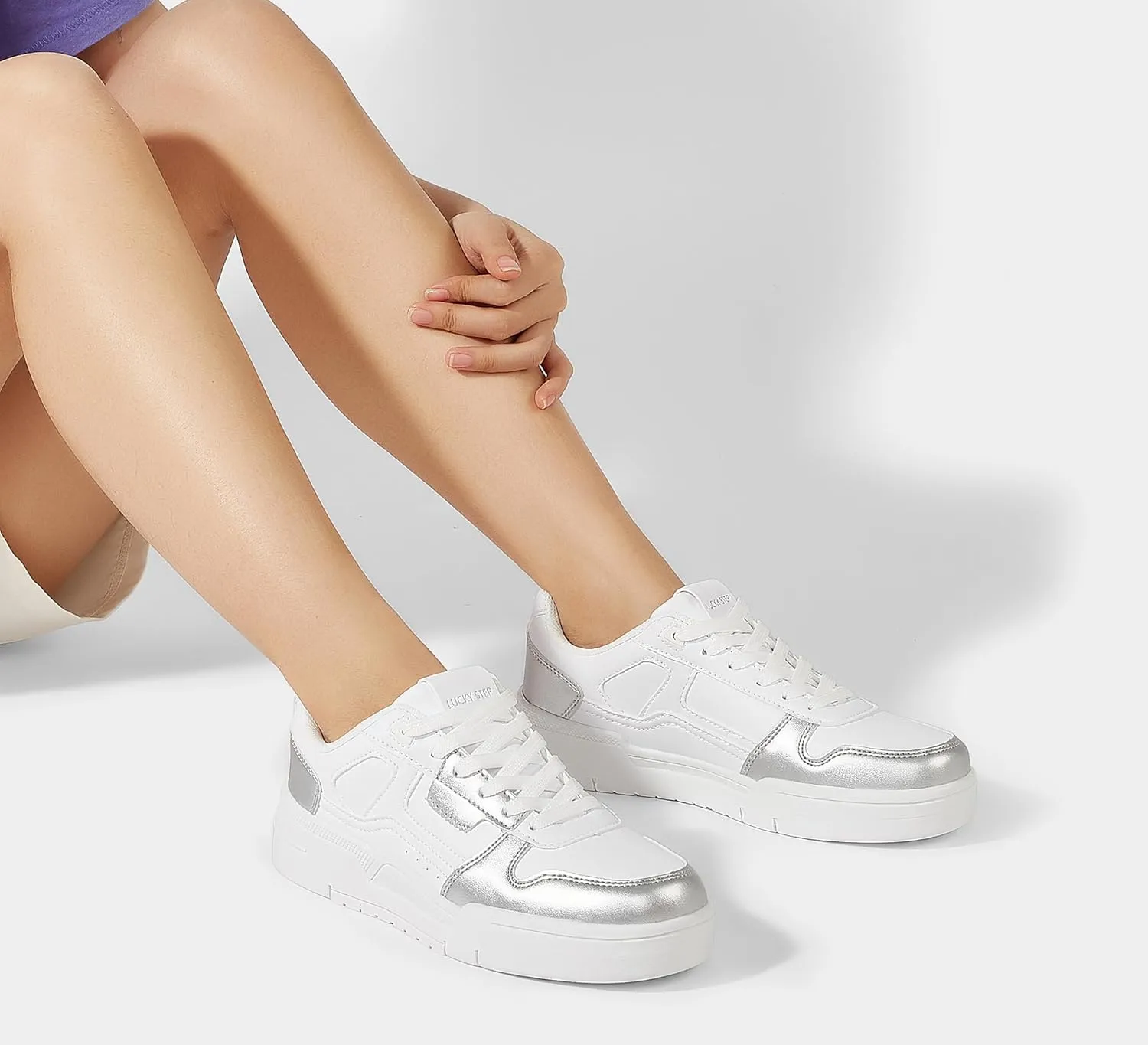 LUCKY STEP Women's Lace Up Fashion Casual Sneakers Low Top Walking Shoes Platform Comfort Non Slip Tennis Shoes