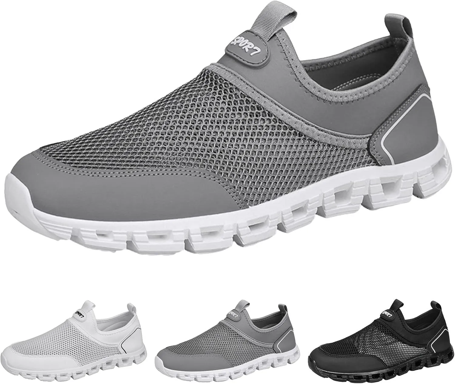 Men Sports Shoes Breathable Mesh Fashionable Simple and Solid Color 2025 Summer Mens Cushion Running Shoes Men's Non Slip Water Friendly Quick Drying Athletic Sneaker New