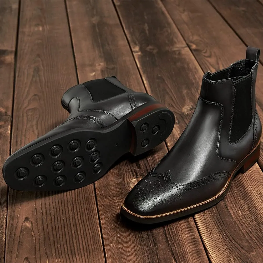 Mens chelsea boots Leather Formal Dress Boots