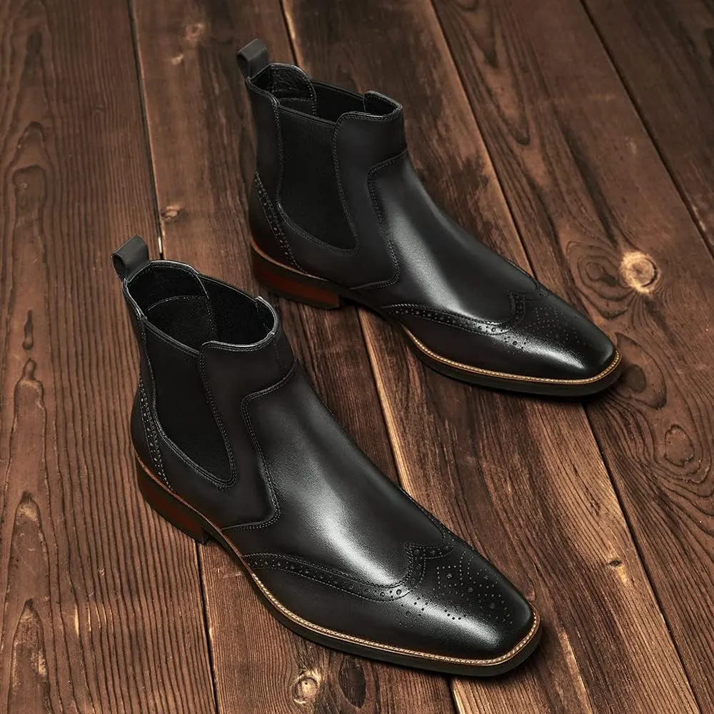 Mens chelsea boots Leather Formal Dress Boots