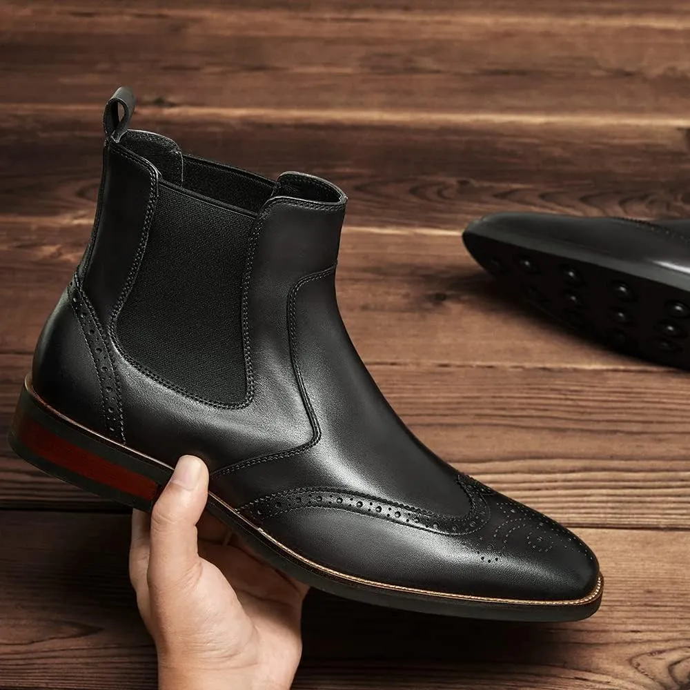 Mens chelsea boots Leather Formal Dress Boots