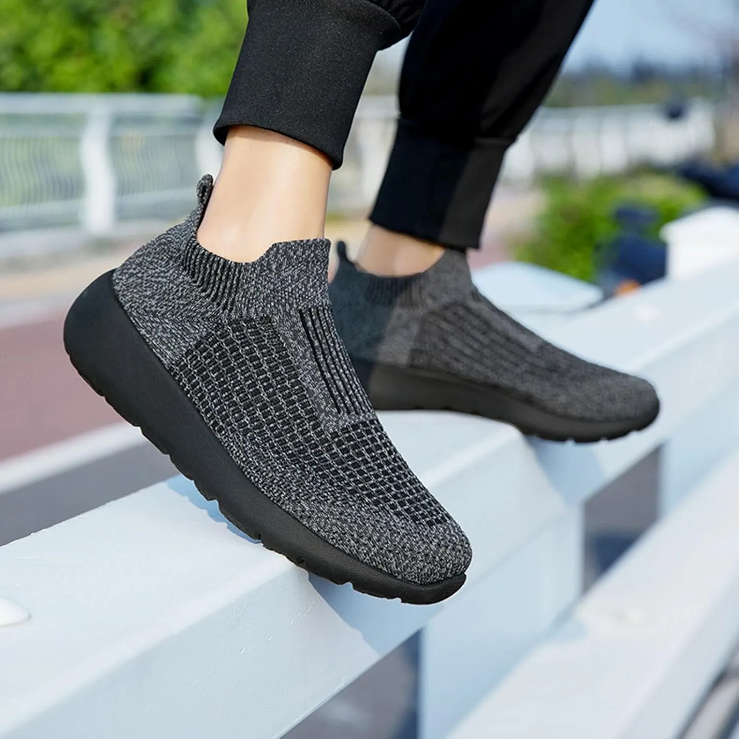 Men's City Streetwear Shoes Breathable Mesh High Top Lightweight Comfort for Daily Commuting & Casual Outings Mens Casual Slip On Cushion Walking Shoe Indoor Outdoor Workout Sneaker