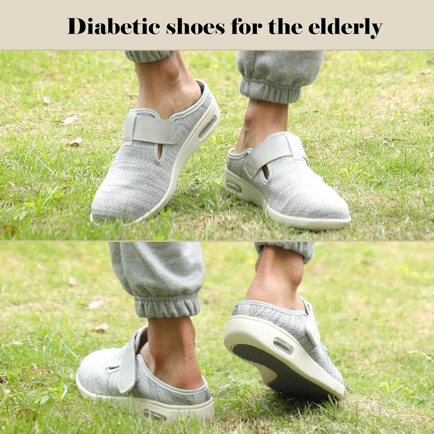 Men's Diabetic Shoes Extra Wide Width,Wide Widths Walking Edema Sneakers Adjustable Strap Easy On/Off with 3 Pairs Insoles Replacement