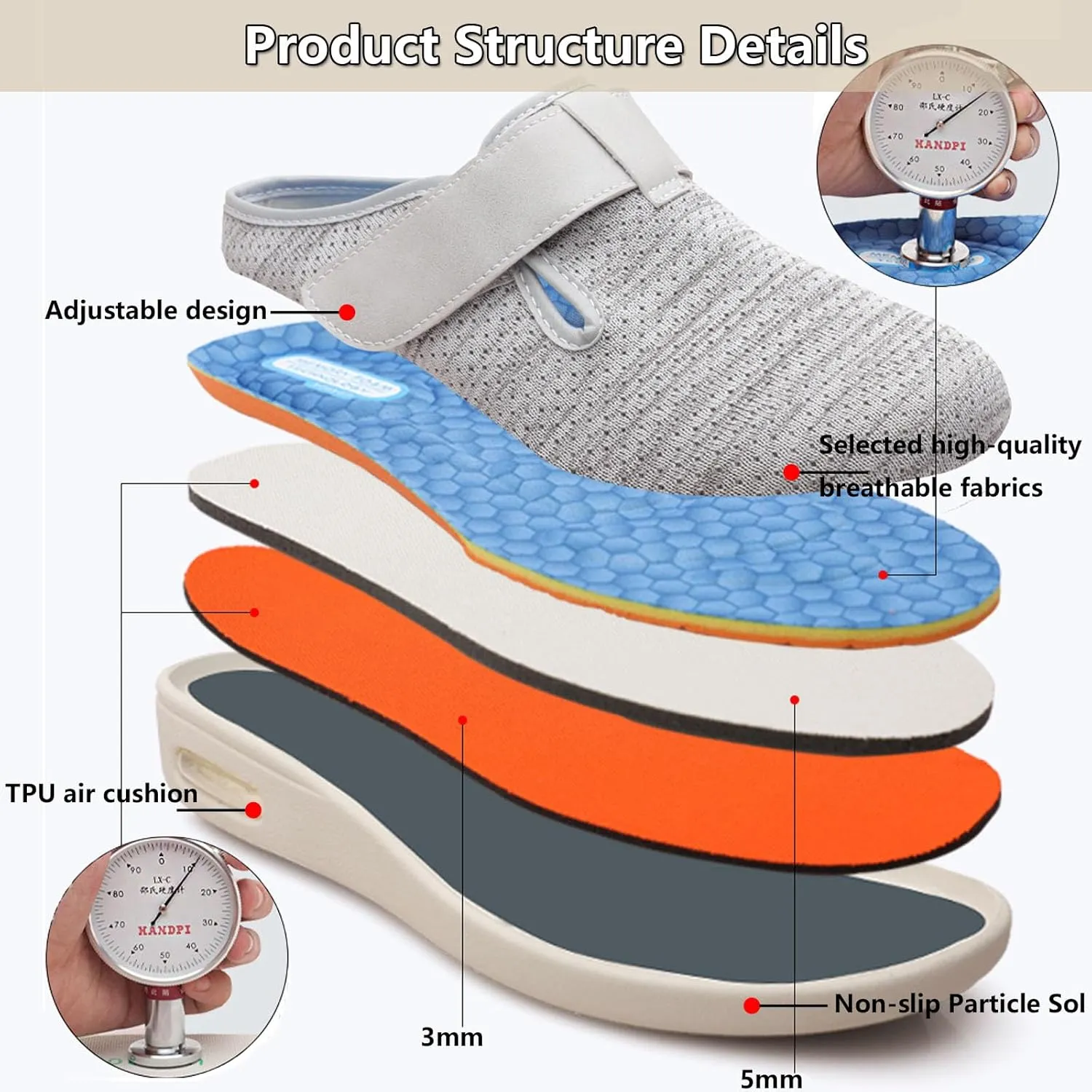 Men's Diabetic Shoes Extra Wide Width,Wide Widths Walking Edema Sneakers Adjustable Strap Easy On/Off with 3 Pairs Insoles Replacement