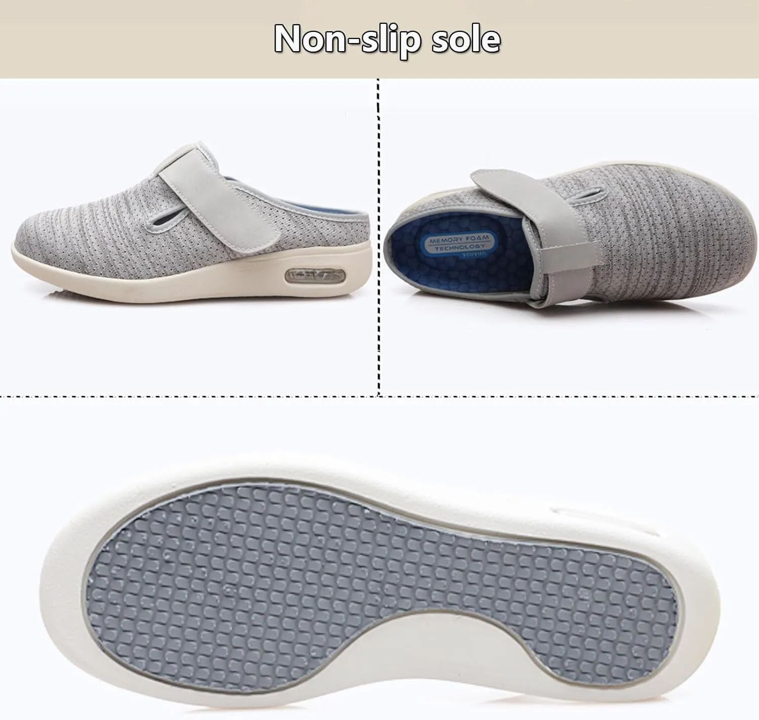 Men's Diabetic Shoes Extra Wide Width,Wide Widths Walking Edema Sneakers Adjustable Strap Easy On/Off with 3 Pairs Insoles Replacement