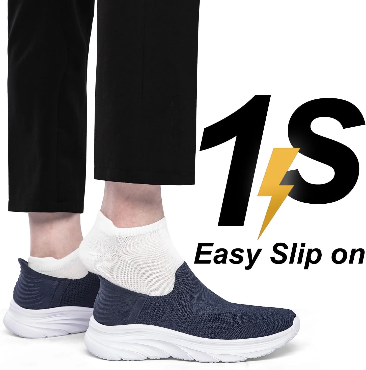 Men's Hands Free Slip on Walking Shoes Lightweight Comfortable Tennis Casual Non Slip Workout Sneakers Loafers