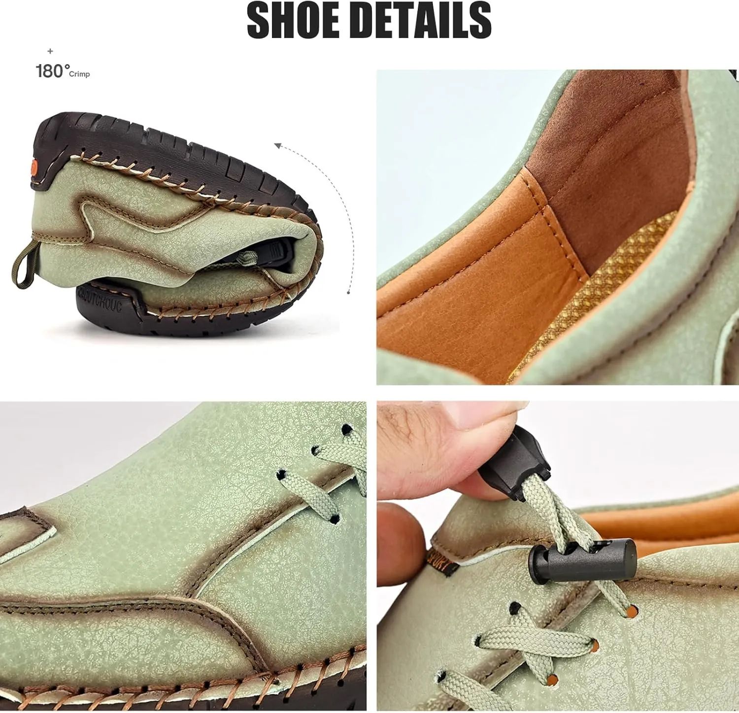 Men's Leather Hand-Sewn Casual Loafers Fashion Side Elastic Straps Slip-On Soft Flats Sneakers Fashion Lightweight Anti-Slip Walking Driving Shoes