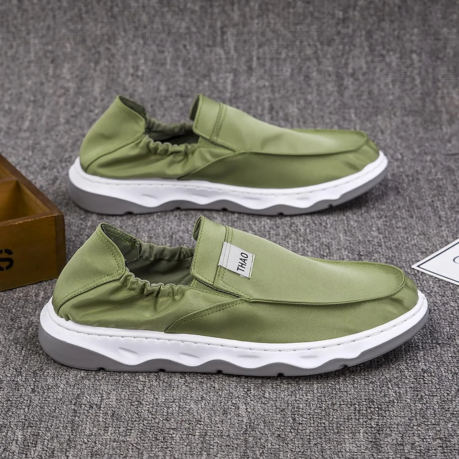 Men's Slip on lce Silk Comfortable Loafers,Vintage Flat Comfy Boat Shoes Lightweight Canvas Non-Slip Fashion Sneakers Walking Shoes