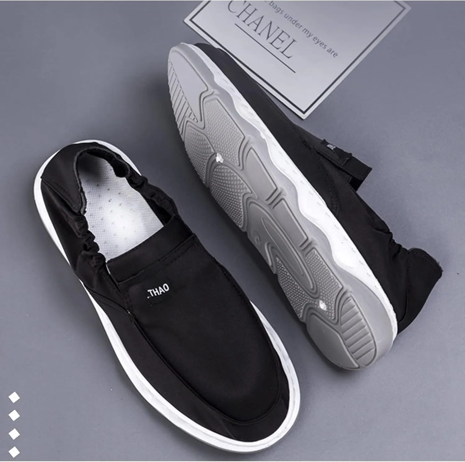 Men's Slip on lce Silk Comfortable Loafers,Vintage Flat Comfy Boat Shoes Lightweight Canvas Non-Slip Fashion Sneakers Walking Shoes