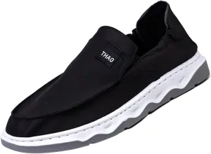 Men's Slip on lce Silk Comfortable Loafers,Vintage Flat Comfy Boat Shoes Lightweight Canvas Non-Slip Fashion Sneakers Walking Shoes