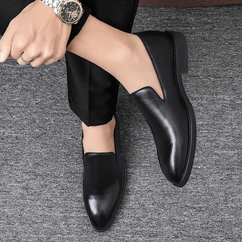 Men's Slip-Ons Loafers Lightweight All-Day Comfort Non-Slip Dress Shoes Classic Comfortable Shiny Leather Tuxedo Shoes