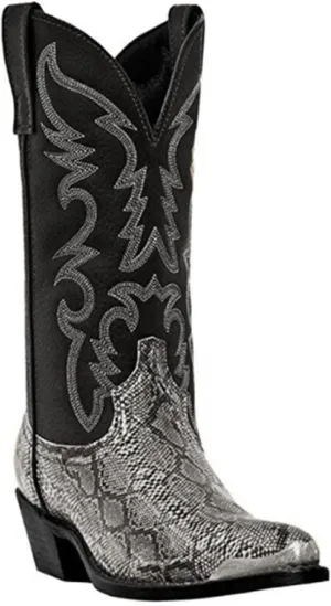 Men's Snake Skin Cowboy Boots, Square Toe, Distressed, Embroidered, Western, Snakeskin, Casual, All Seasons