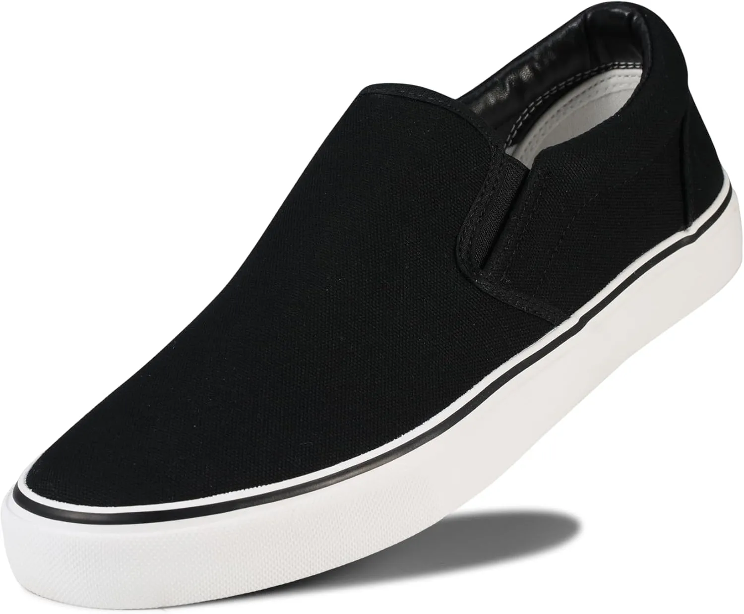 Men's Sneakers Classic Low Top Slip On Shoes Wide Canvas Skate Loafers Sneakers with Soft Insole Causal Dress Shoes for Men Comfortable Walking Shoes Slip on Sneakers for Men