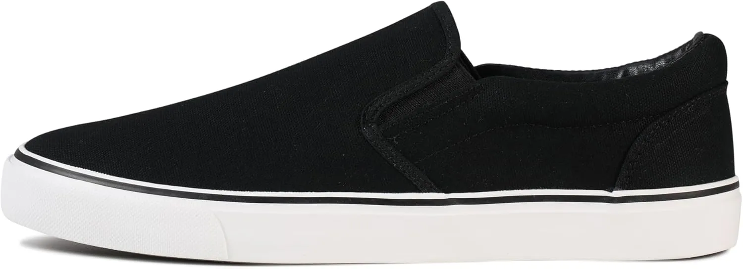 Men's Sneakers Classic Low Top Slip On Shoes Wide Canvas Skate Loafers Sneakers with Soft Insole Causal Dress Shoes for Men Comfortable Walking Shoes Slip on Sneakers for Men
