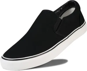 Men's Sneakers Classic Low Top Slip On Shoes Wide Canvas Skate Loafers Sneakers with Soft Insole Causal Dress Shoes for Men Comfortable Walking Shoes Slip on Sneakers for Men