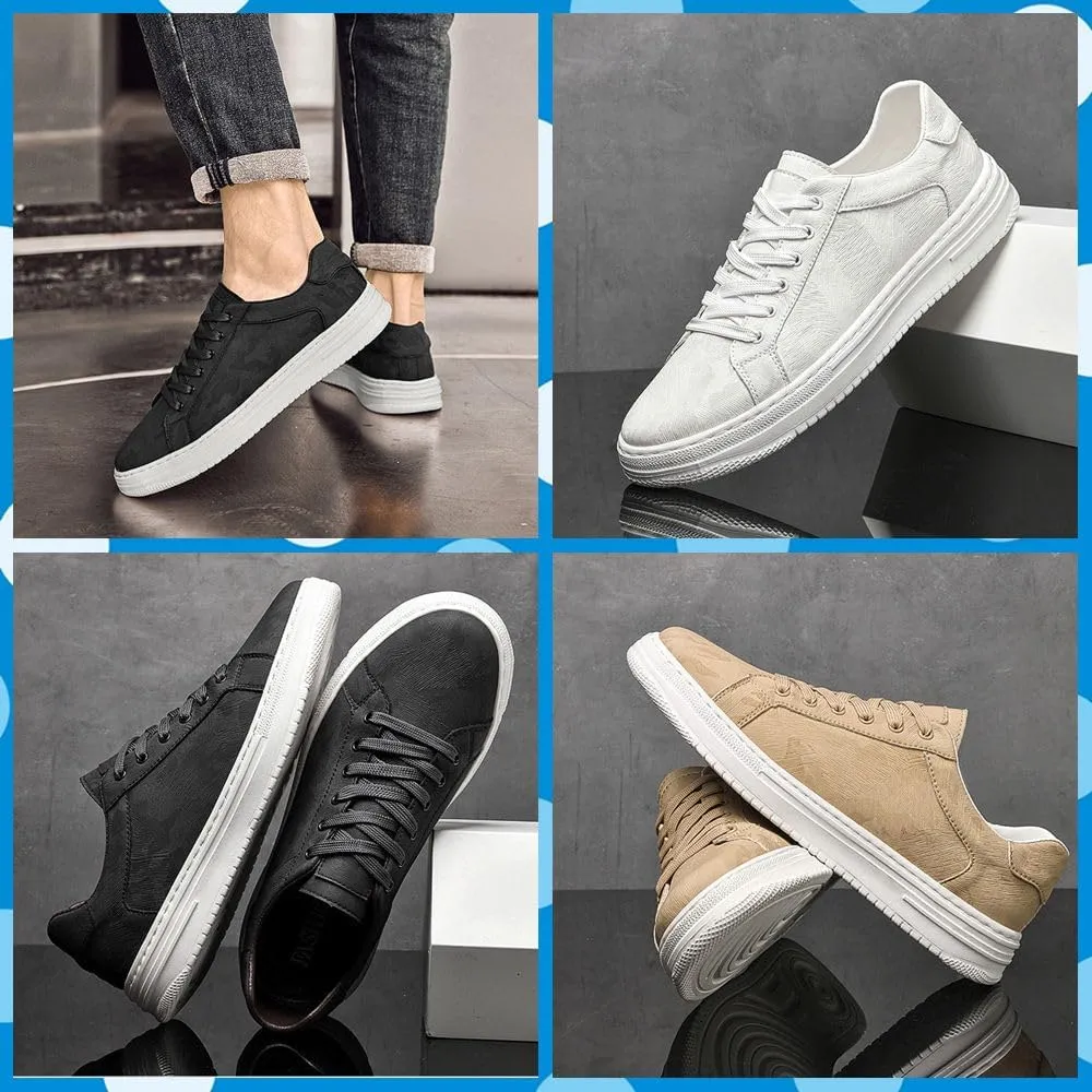 Men's Stylish Sneakers These Lightweight Leather Shoes Offer Breathability. Perfect for Walking, Business, or Casual outings, They Feature a Non-Slip Sole and lace-up Design for a Secure fit.