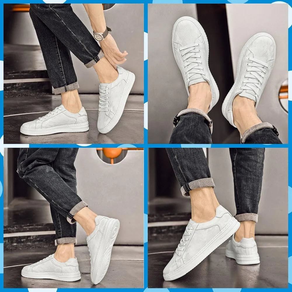 Men's Stylish Sneakers These Lightweight Leather Shoes Offer Breathability. Perfect for Walking, Business, or Casual outings, They Feature a Non-Slip Sole and lace-up Design for a Secure fit.