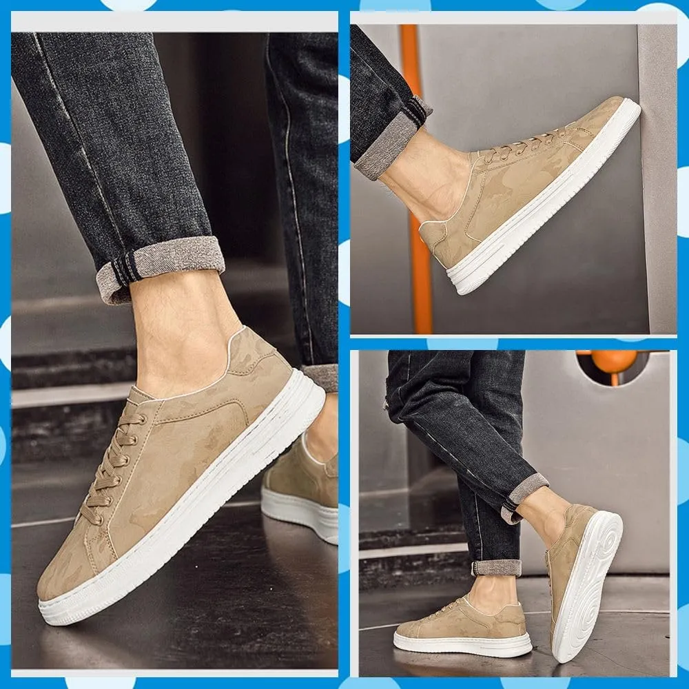 Men's Stylish Sneakers These Lightweight Leather Shoes Offer Breathability. Perfect for Walking, Business, or Casual outings, They Feature a Non-Slip Sole and lace-up Design for a Secure fit.