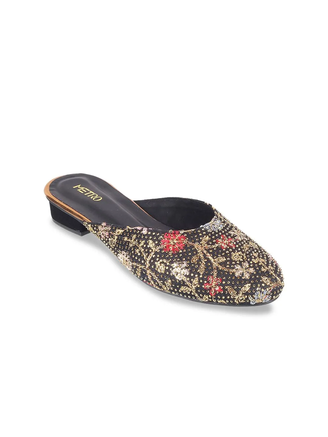 Metro Embellished Block Heeled Mules