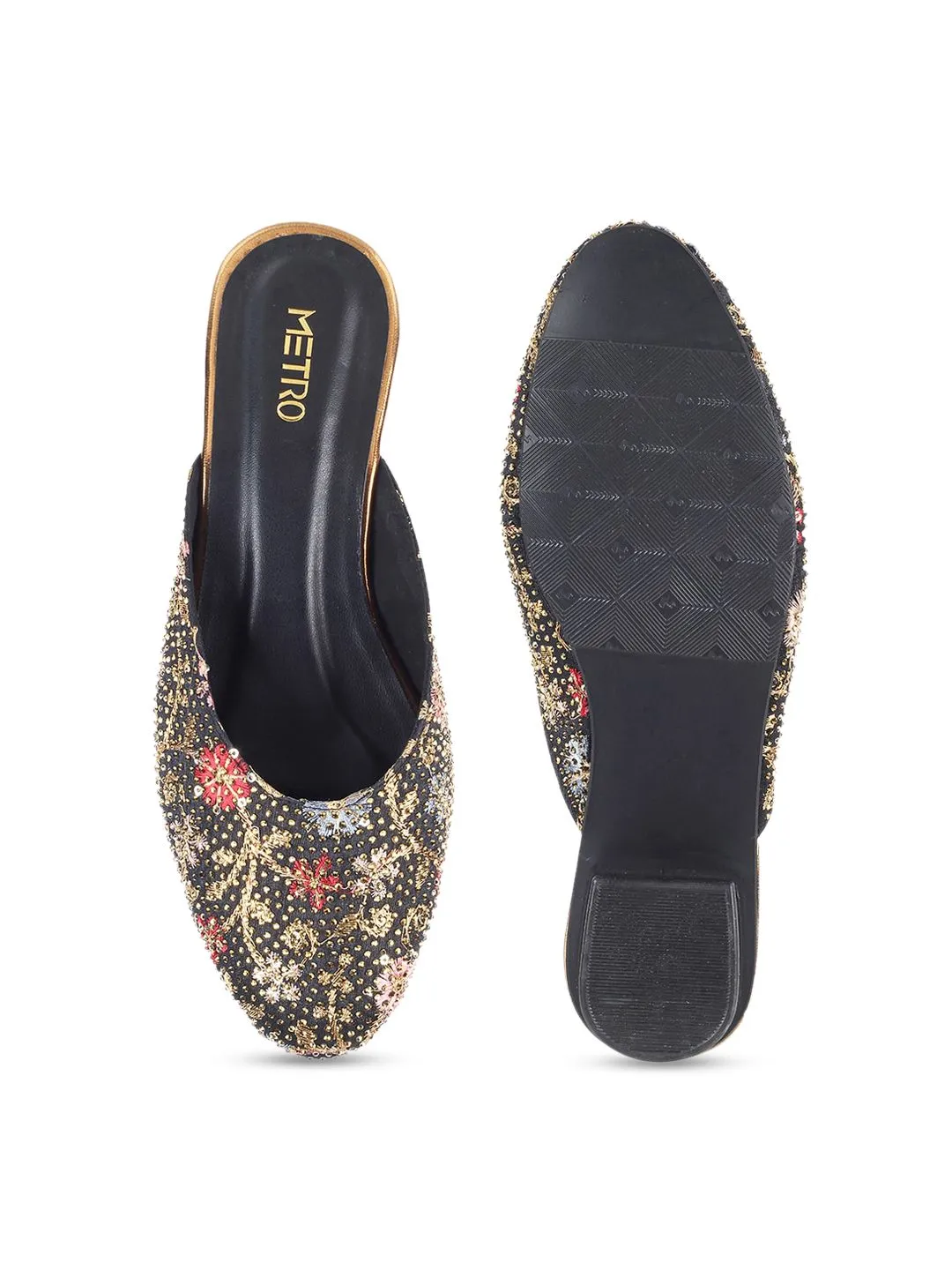 Metro Embellished Block Heeled Mules