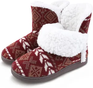 MIXIN Women Comfort Warm Fluffy Faux Fur Slipper Boots Soft Memory Foam Ankle Booties House Pull on Shoes Anti-Slip Sole Indoor Outdoor