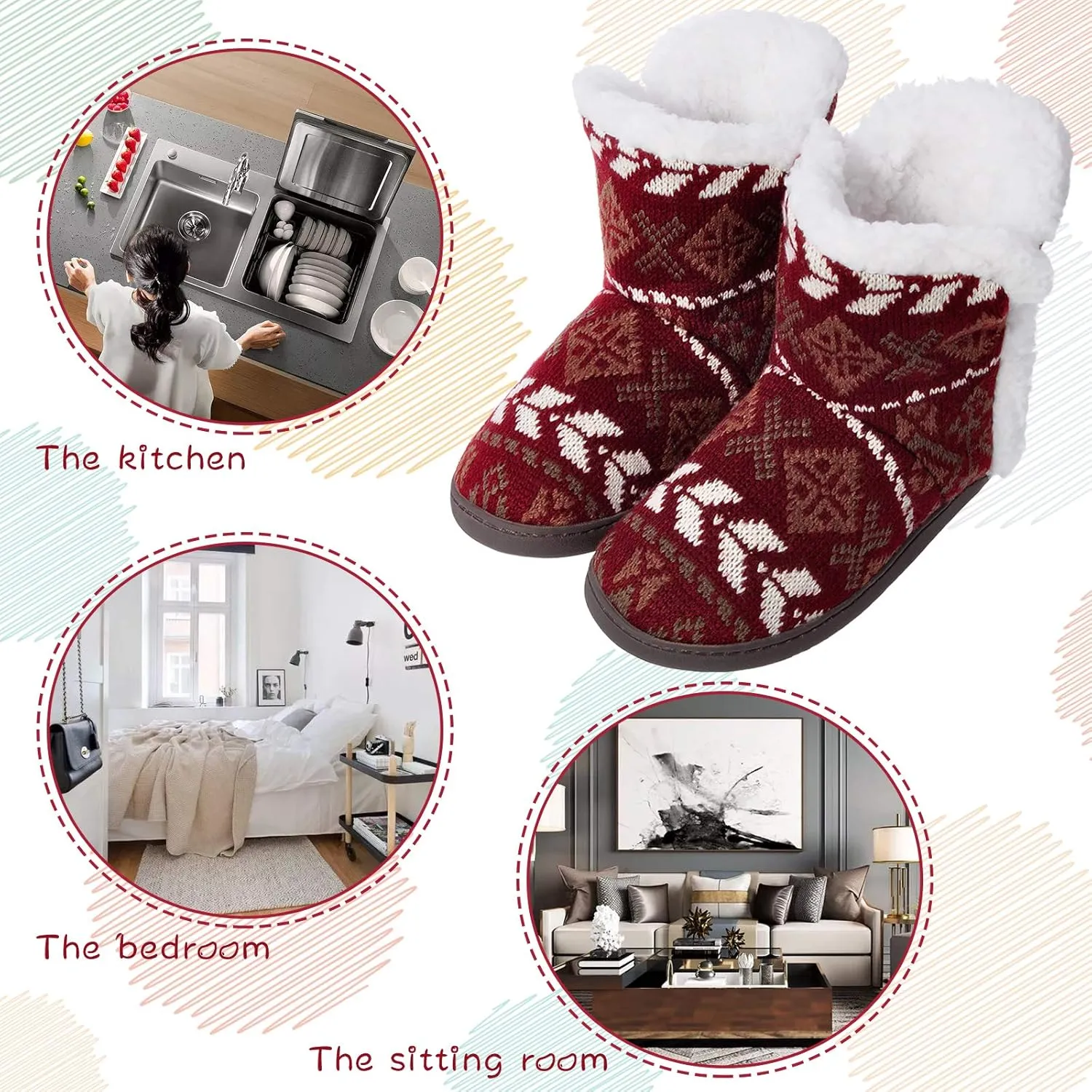 MIXIN Women Comfort Warm Fluffy Faux Fur Slipper Boots Soft Memory Foam Ankle Booties House Pull on Shoes Anti-Slip Sole Indoor Outdoor