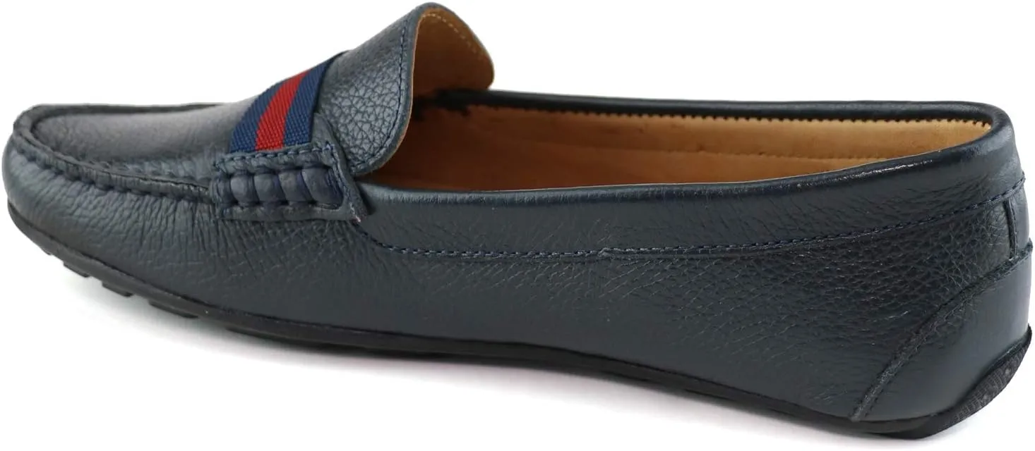 MJNY Womens Casual Comfortable Genuine Leather Lightweight Driving Moccasins Classic Fashion Webstrap Slip On Ladies Driving Loafer Flat Shoes
