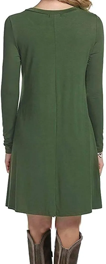 MOLERANI Women's Casual Plain Simple Long Sleeve T-Shirt Loose Dress