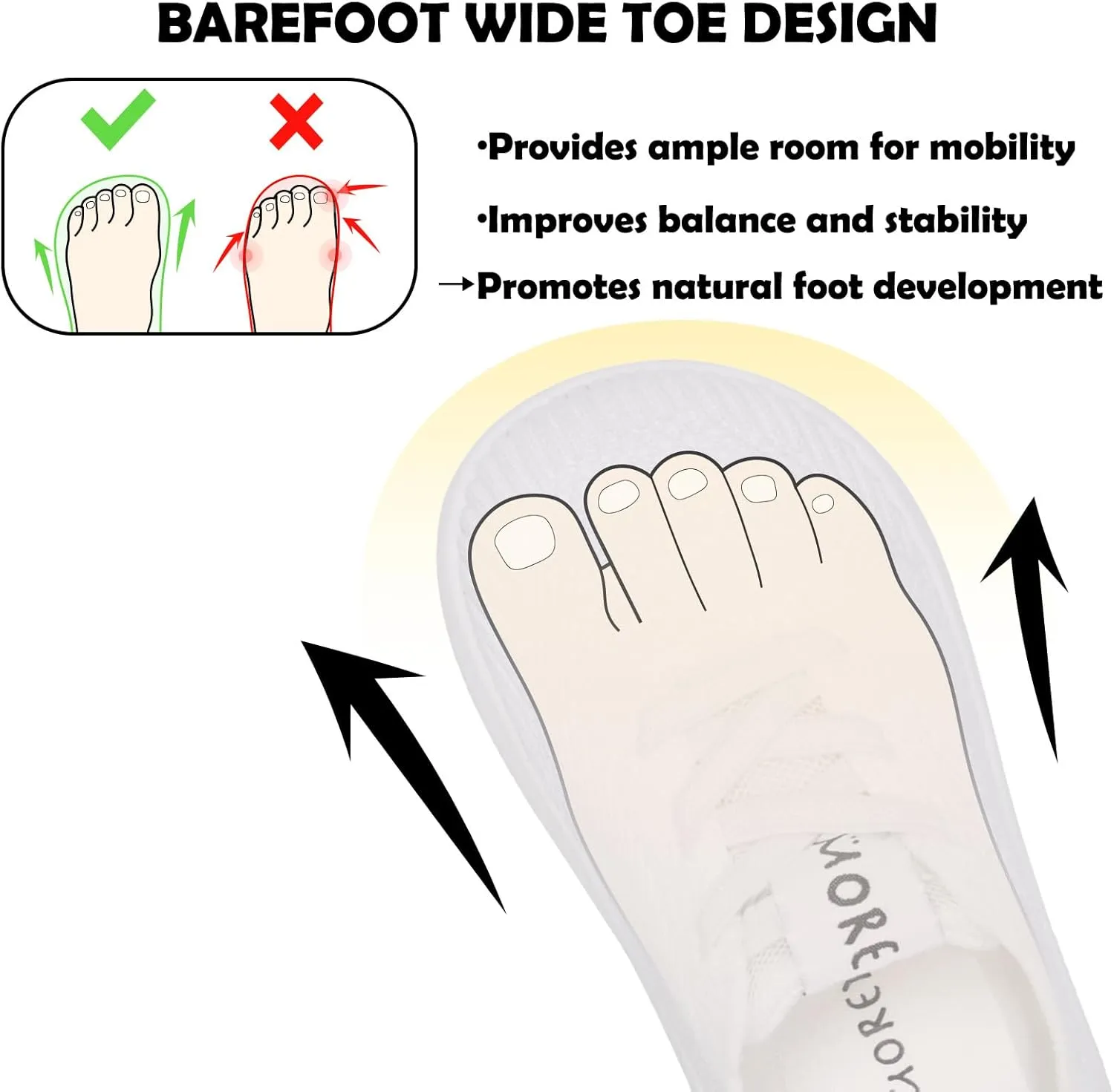 MORENDL Toddler Wide Toe Box Barefoot Shoes Baby First Walking Shoes Boys Girls Non-Slip Zero Drop Minimalist Sneakers