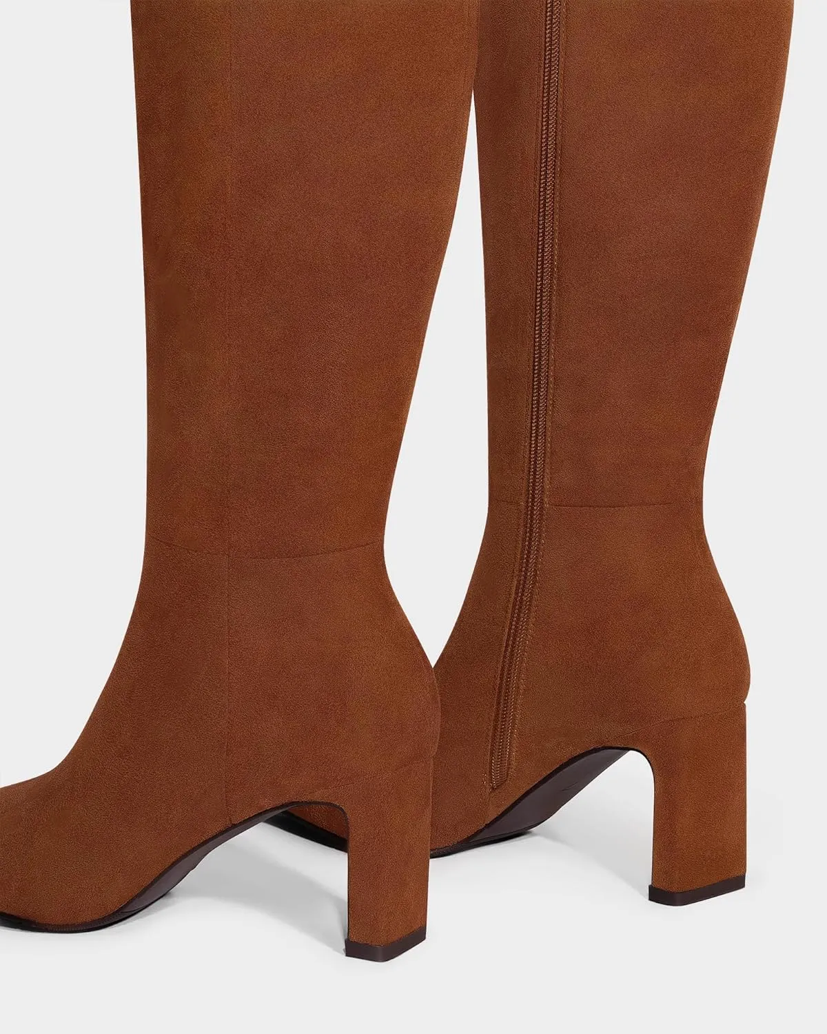 MUCCCUTE Knee High Boots for Women Tall Boots Chunky Heel Square Toe with Side Zipper Pull On Fall Long Boots