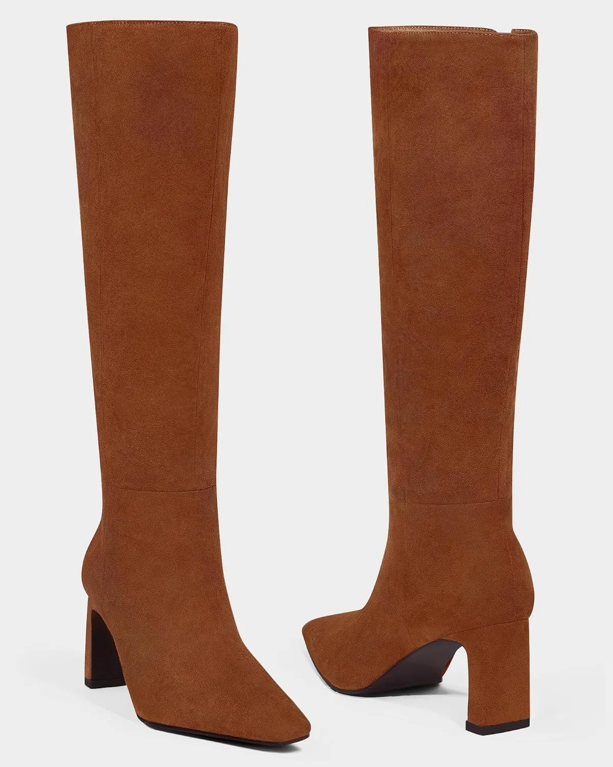 MUCCCUTE Knee High Boots for Women Tall Boots Chunky Heel Square Toe with Side Zipper Pull On Fall Long Boots