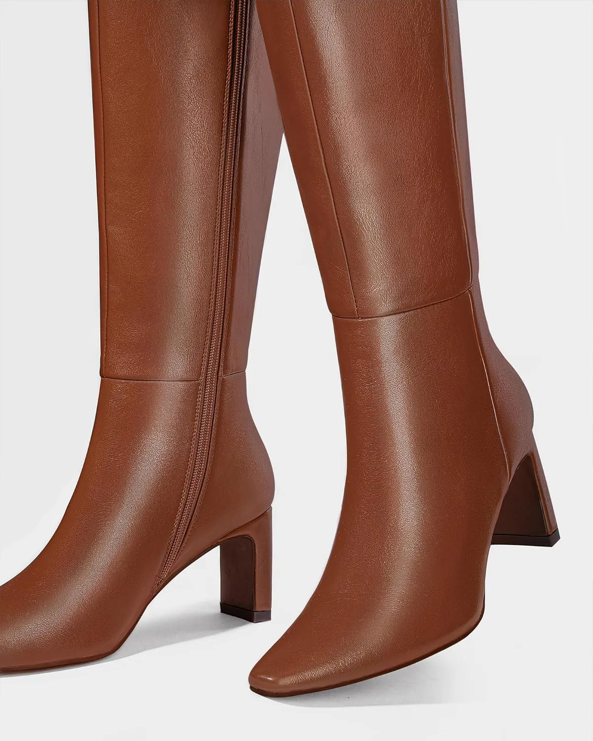 MUCCCUTE Knee High Boots for Women Tall Boots Chunky Heel Square Toe with Side Zipper Pull On Fall Long Boots