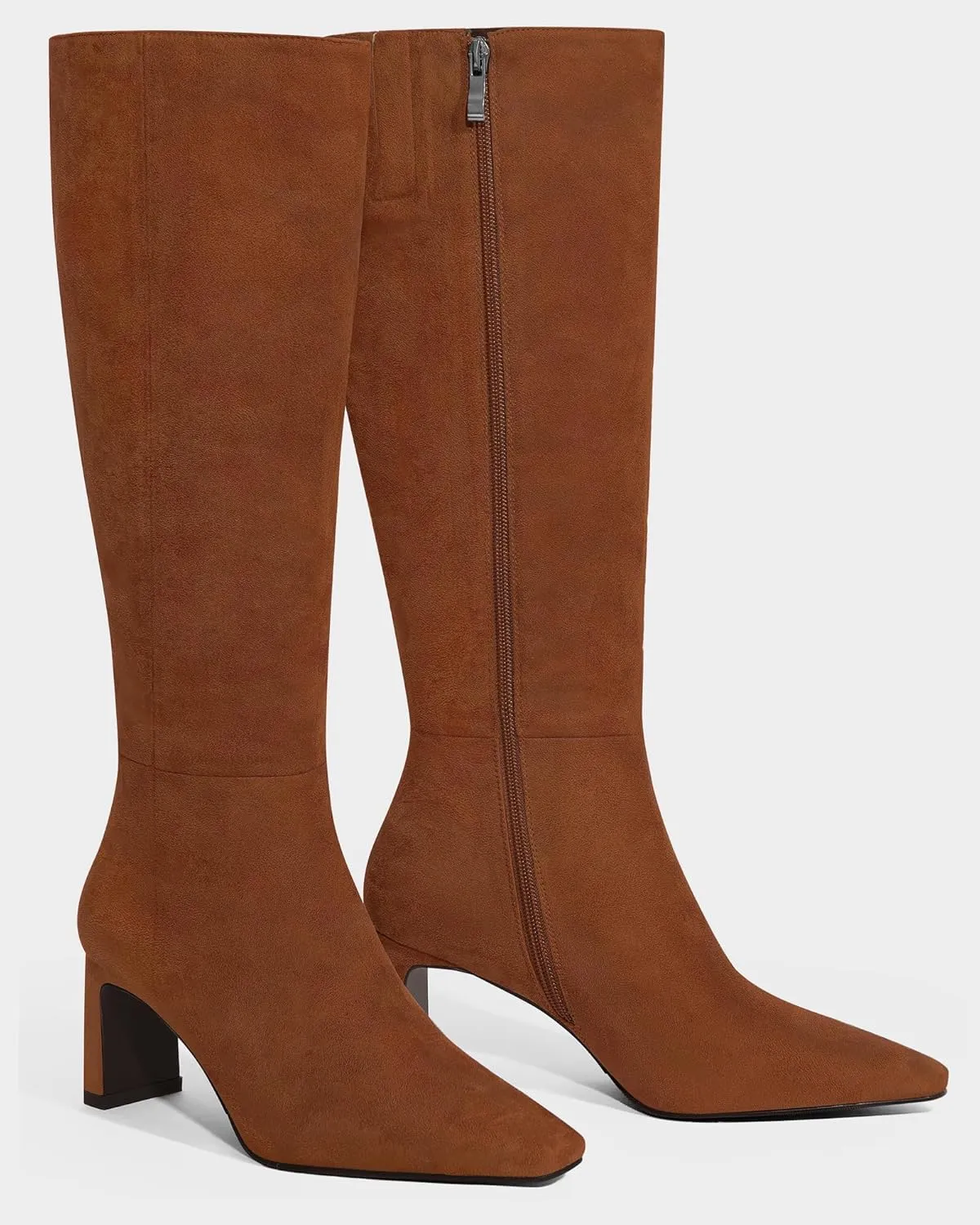 MUCCCUTE Knee High Boots for Women Tall Boots Chunky Heel Square Toe with Side Zipper Pull On Fall Long Boots