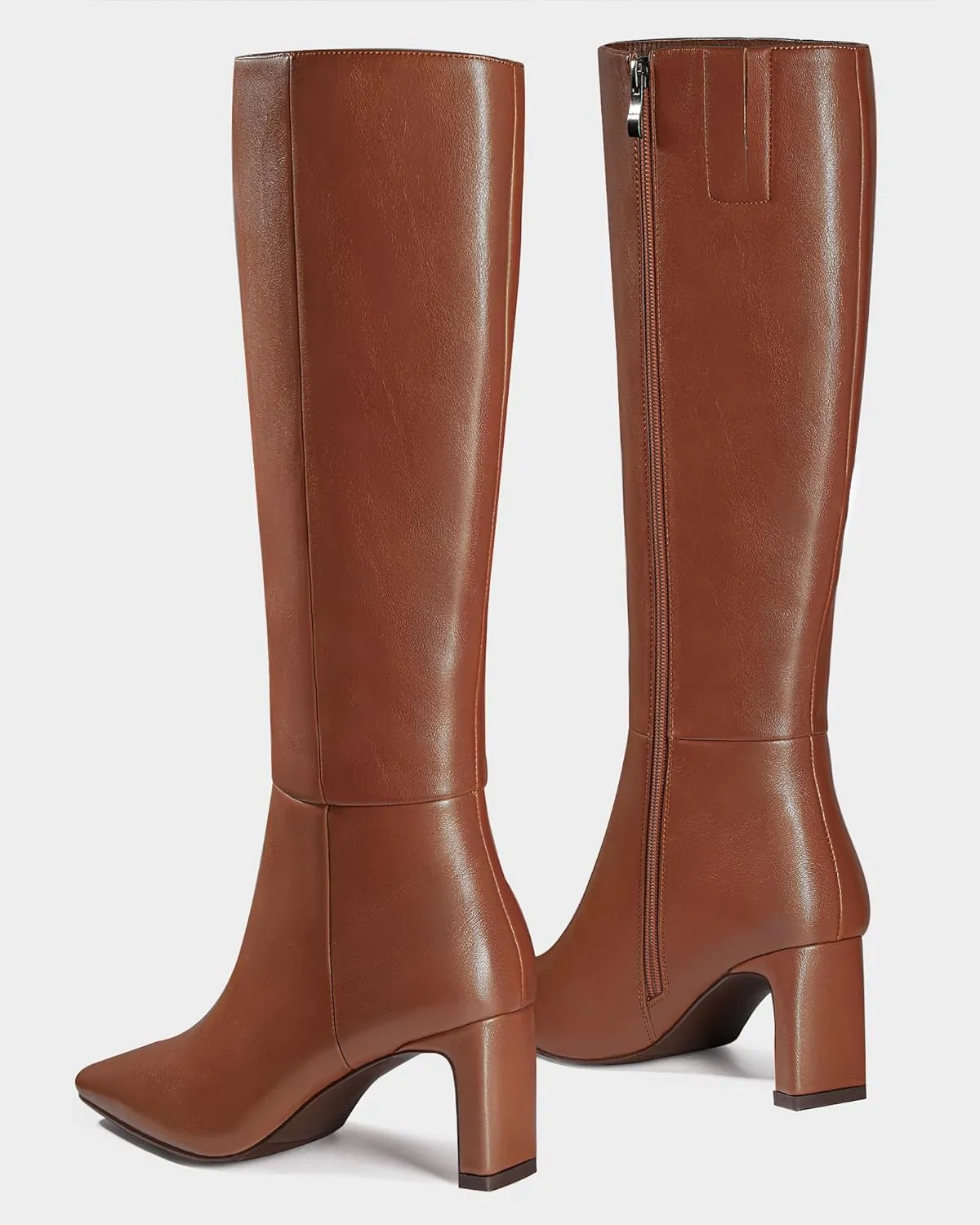 MUCCCUTE Knee High Boots for Women Tall Boots Chunky Heel Square Toe with Side Zipper Pull On Fall Long Boots