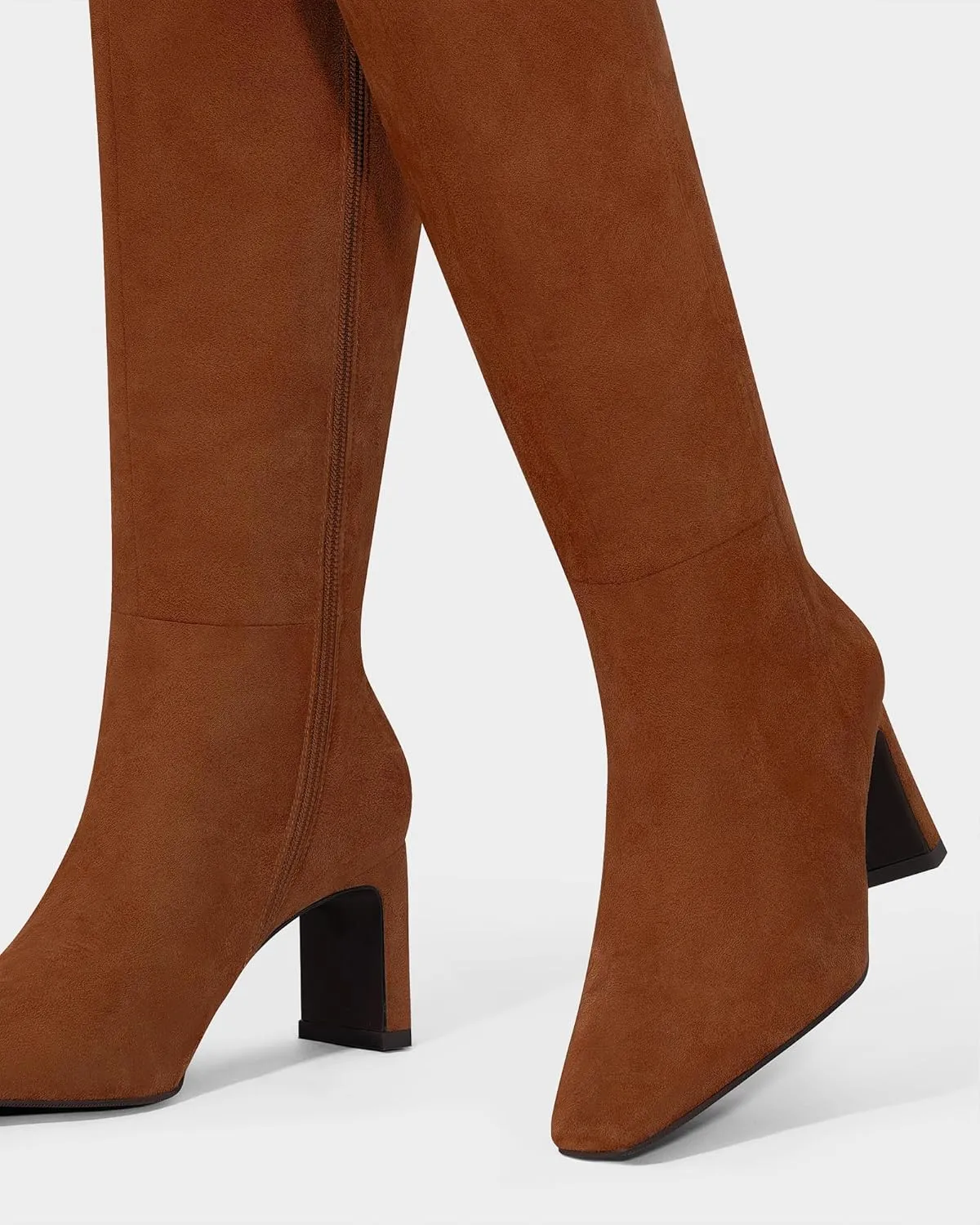 MUCCCUTE Knee High Boots for Women Tall Boots Chunky Heel Square Toe with Side Zipper Pull On Fall Long Boots