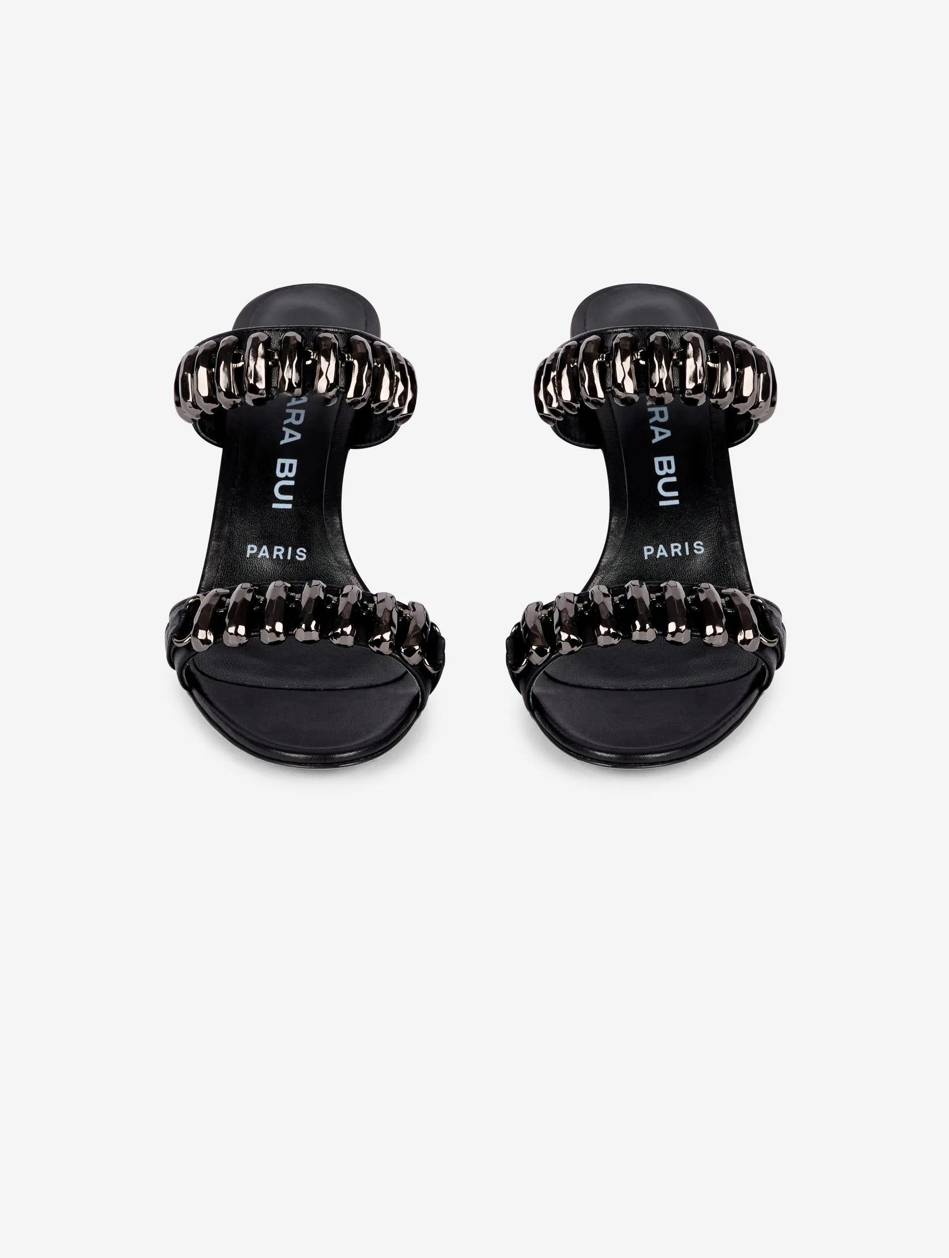 mules en cuir noir